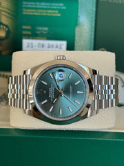 Pre-owned Rolex Datejust Mint Green Smooth Jubilee 126300 2025 Full Set