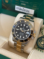 Pre-owned Rolex Submariner Date 126613LN Stainless Steel 2022 Box and Papers Ceramic Bezel