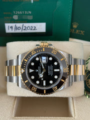 Pre-owned Rolex Submariner Date 126613LN Stainless Steel 2022 Box and Papers Ceramic Bezel