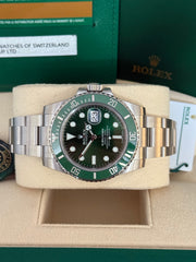 Pre-owned Rolex Submariner Hulk 40mm Fully Stickered Unworn with Receipt 116610LV 2019 Unworn Complete Set