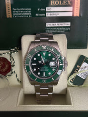 Pre-owned Rolex Submariner Hulk 40mm 116610LV 2010 Mint Condition Complete Set