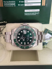 Pre-owned Rolex Submariner Hulk 40mm 116610LV 2010 Mint Condition Complete Set
