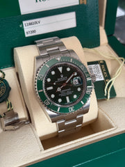 Pre-owned Rolex Submariner Hulk 40mm 116610LV 2015 Mint Condition Unpolished Complete Set UK Watch