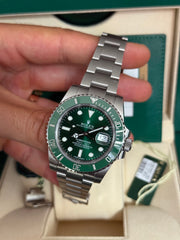 Pre-owned Rolex Submariner Hulk 40mm 116610LV 2015 Mint Condition Unpolished Complete Set UK Watch
