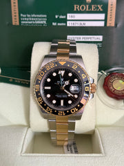 Pre-owned Rolex GMT Master II 40mm 116713LN Steel and Gold 2010 Complete UK Set