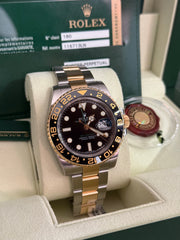 Pre-owned Rolex GMT Master II 40mm 116713LN Steel and Gold 2010 Complete UK Set