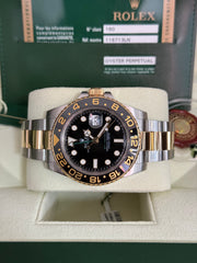 Pre-owned Rolex GMT Master II 40mm 116713LN Steel and Gold 2010 Complete UK Set