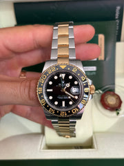 Pre-owned Rolex GMT Master II 40mm 116713LN Steel and Gold 2010 Complete UK Set