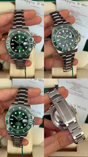 Pre-owned Rolex Submariner Hulk 40mm Fully Stickered Unworn with Receipt 116610LV 2019 Unworn Complete Set