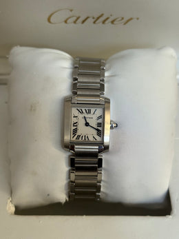 Cartier Tank Small Quartz Ladies Stainless Steel Serviced 2384 Papers