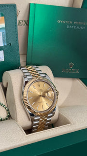 DEPOSIT for Pre-owned Rolex Datejust 41mm 126333 Champagne Baton Dial Yellow Gold Steel Jubilee Strap Fluted Bezel 2020 Complete Set