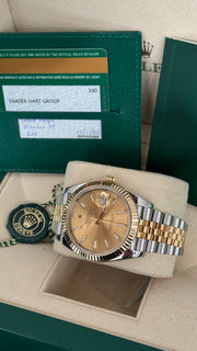 DEPOSIT for Pre-owned Rolex Datejust 41mm 126333 Champagne Baton Dial Yellow Gold Steel Jubilee Strap Fluted Bezel 2020 Complete Set