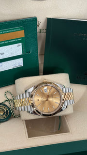 DEPOSIT for Pre-owned Rolex Datejust 41mm 126333 Champagne Baton Dial Yellow Gold Steel Jubilee Strap Fluted Bezel 2020 Complete Set