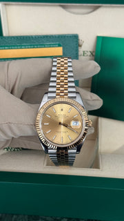 DEPOSIT for Pre-owned Rolex Datejust 41mm 126333 Champagne Baton Dial Yellow Gold Steel Jubilee Strap Fluted Bezel 2020 Complete Set