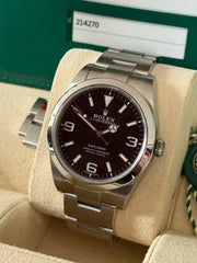 Pre-owned Rolex Explorer 214270 Stainless 39mm Box and Papers 2019