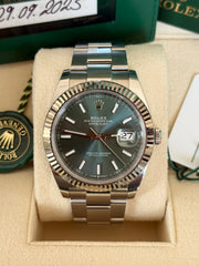 Pre-owned Rolex Datejust 41mm Mint Green Dial 126334 Box and Papers 2023