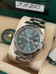Pre-owned Rolex Datejust 41mm Mint Green Dial 126334 Box and Papers 2023