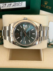 Pre-owned Rolex Datejust 41mm Mint Green Dial 126334 Box and Papers 2023