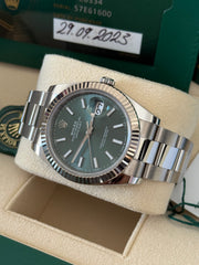 Pre-owned Rolex Datejust 41mm Mint Green Dial 126334 Box and Papers 2023