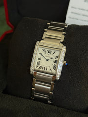 Cartier Tank Factory Diamond Set Ladies Stainless Steel W4TA0009 2022 Complete Set