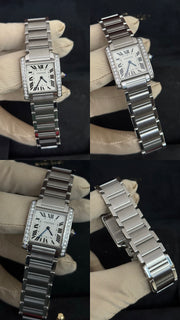Cartier Tank Factory Diamond Set Ladies Stainless Steel W4TA0009 2022 Complete Set