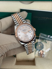 Pre-owned Rolex Datejust 41mm 126331 Sundust Diamond Dial Rose Gold Steel Jubilee Strap Fluted Bezel 2024 Complete UK Set