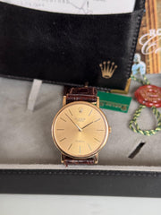 Pre-owned Rolex Cellini 18ct Gold Ref 5113 Manual Wind Leather Strap Box and Papers 2003