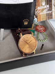 Pre-owned Rolex Cellini 18ct Gold Ref 5113 Manual Wind Leather Strap Box and Papers 2003