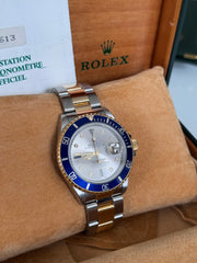 Pre-owned Rolex Submariner Serti Dial Two-tone 16613 Box and Papers 1999