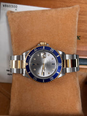 Pre-owned Rolex Submariner Serti Dial Two-tone 16613 Box and Papers 1999