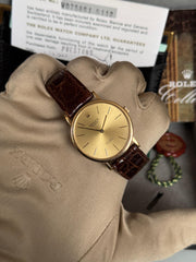 Pre-owned Rolex Cellini 18ct Gold Ref 5113 Manual Wind Leather Strap Box and Papers 2003