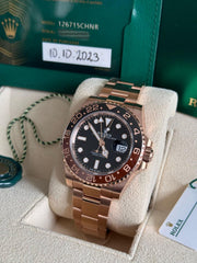 Pre Owned Rolex GMT Master II 125715CHNR Full Rose Gold Rootbeer 2023