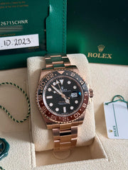 Pre Owned Rolex GMT Master II 125715CHNR Full Rose Gold Rootbeer 2023