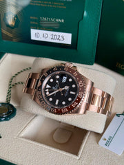 Pre Owned Rolex GMT Master II 125715CHNR Full Rose Gold Rootbeer 2023