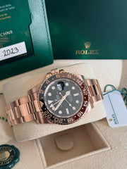 Pre Owned Rolex GMT Master II 125715CHNR Full Rose Gold Rootbeer 2023