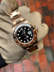 Pre Owned Rolex GMT Master II 125715CHNR Full Rose Gold Rootbeer 2023