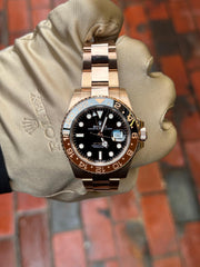 Pre Owned Rolex GMT Master II 125715CHNR Full Rose Gold Rootbeer 2023