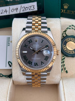 Pre-owned Rolex Datejust 126333 Wimbledon Dial Yellow Gold Steel Jubilee Strap Fluted Bezel 2023