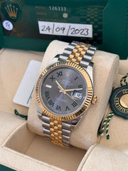 Pre-owned Rolex Datejust 126333 Wimbledon Dial Yellow Gold Steel Jubilee Strap Fluted Bezel 2023