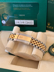 Pre-owned Rolex Datejust 126333 Wimbledon Dial Yellow Gold Steel Jubilee Strap Fluted Bezel 2023