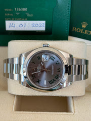 Pre-owned Rolex Datejust 126300 Wimbledon Dial Smooth Bezel Oyster Strap