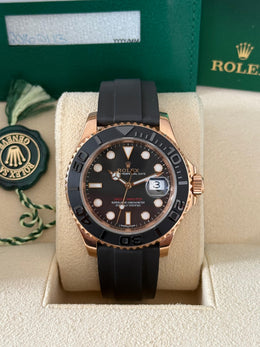 Pre-owned Rolex Yacht Master 116655 Rose Gold 2016 Box and Papers