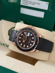 Pre-owned Rolex Yacht Master 116655 Rose Gold 2016 Box and Papers