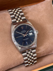 Pre-owned Rolex Datejust 36mm 16234 Blue Dial Jubilee Strap Boxed