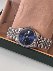 Pre-owned Rolex Datejust 36mm 16234 Blue Dial Jubilee Strap Boxed