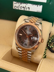 Pre-owned Rolex Datejust 126331 Wimbledon Dial Rose Gold Steel Jubilee Strap Fluted Bezel 2019