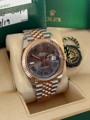 Pre-owned Rolex Datejust 126331 Wimbledon Dial Rose Gold Steel Jubilee Strap Fluted Bezel 2019