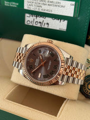 Pre-owned Rolex Datejust 126331 Wimbledon Dial Rose Gold Steel Jubilee Strap Fluted Bezel 2019