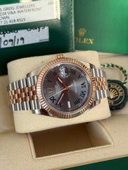Pre-owned Rolex Datejust 126331 Wimbledon Dial Rose Gold Steel Jubilee Strap Fluted Bezel 2019