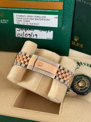 Pre-owned Rolex Datejust 126331 Wimbledon Dial Rose Gold Steel Jubilee Strap Fluted Bezel 2019